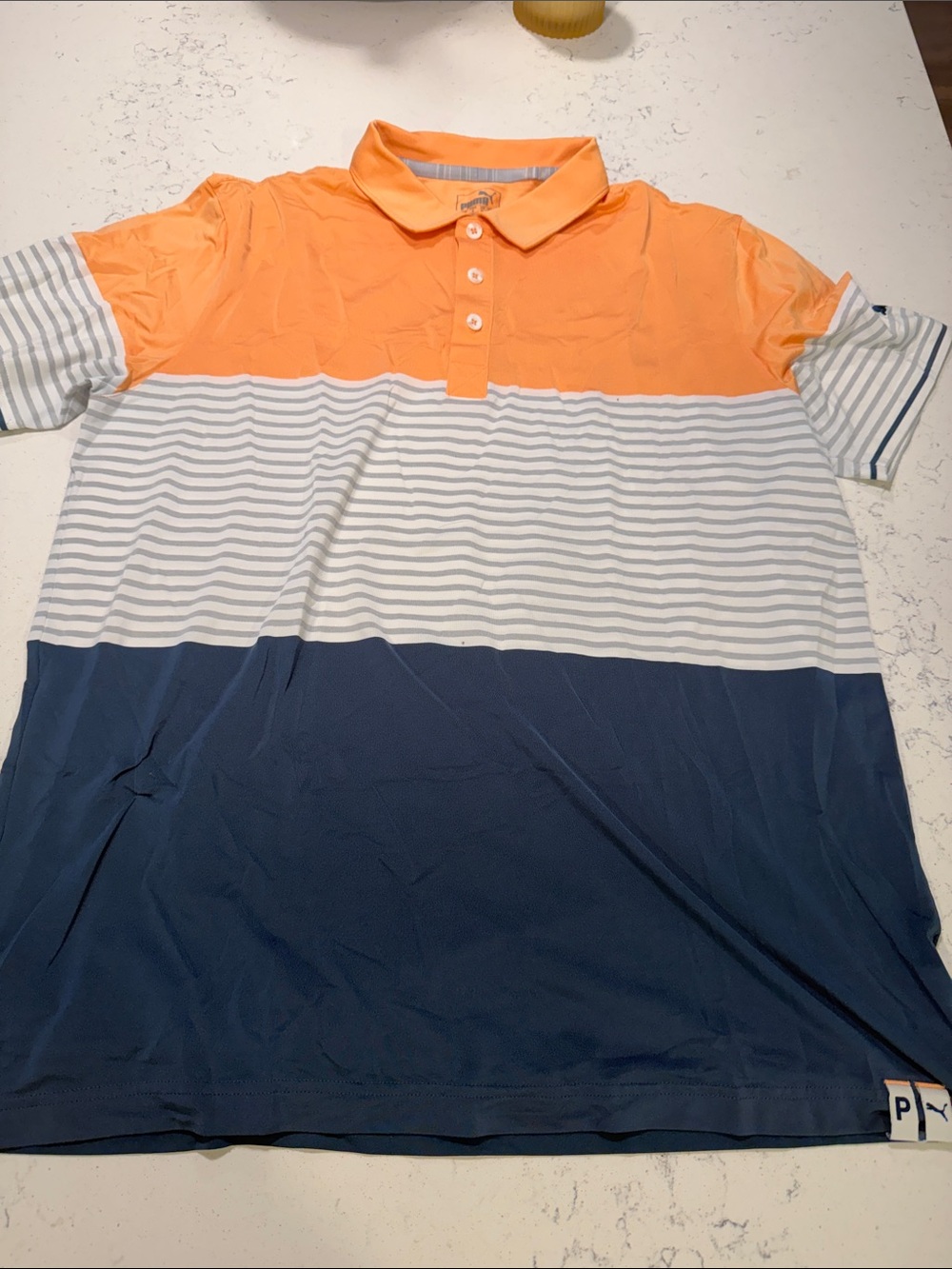 Puma Men’s Colorblock Polo - Orange, White & Navy
